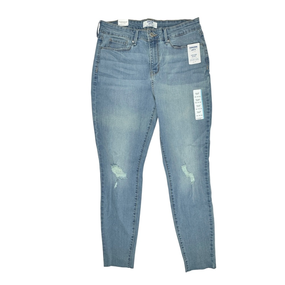 Denizen Levi's High Rise Skinny Jeans 12M 31x28 Light Wash Distressed Raw Hem